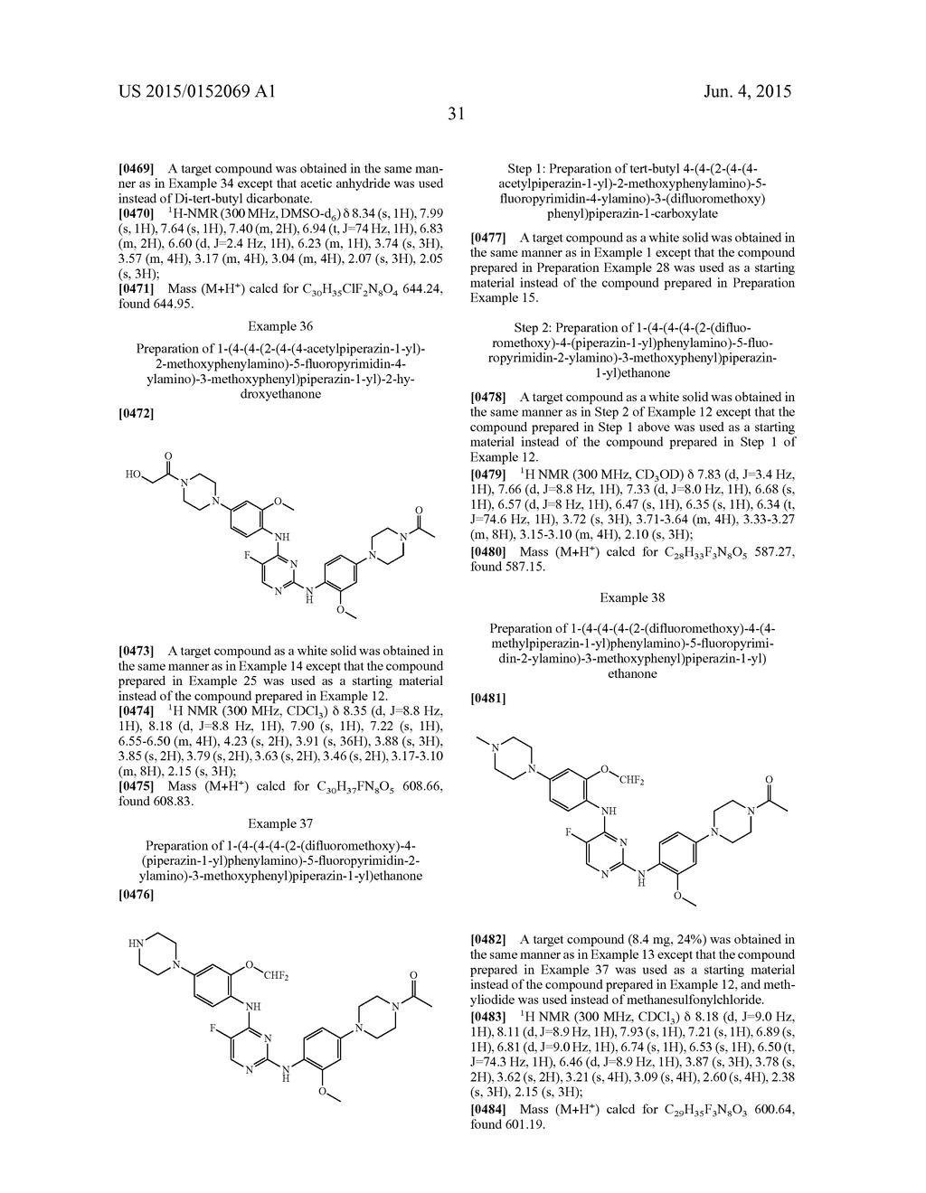 N2,N4-BIS(4-(PIPERAZINE-1-YL)PHENYL)PIRIMIDINE-2,4-DIAMINE DERIVATIVE OR     PHARMACEUTICALLY ACCEPTABLE SALT THEREOF, AND COMPOSITION CONTAINING SAME     AS ACTIVE INGREDIENT FOR PREVENTING OR TREATING CANCER - diagram, schematic, and image 35