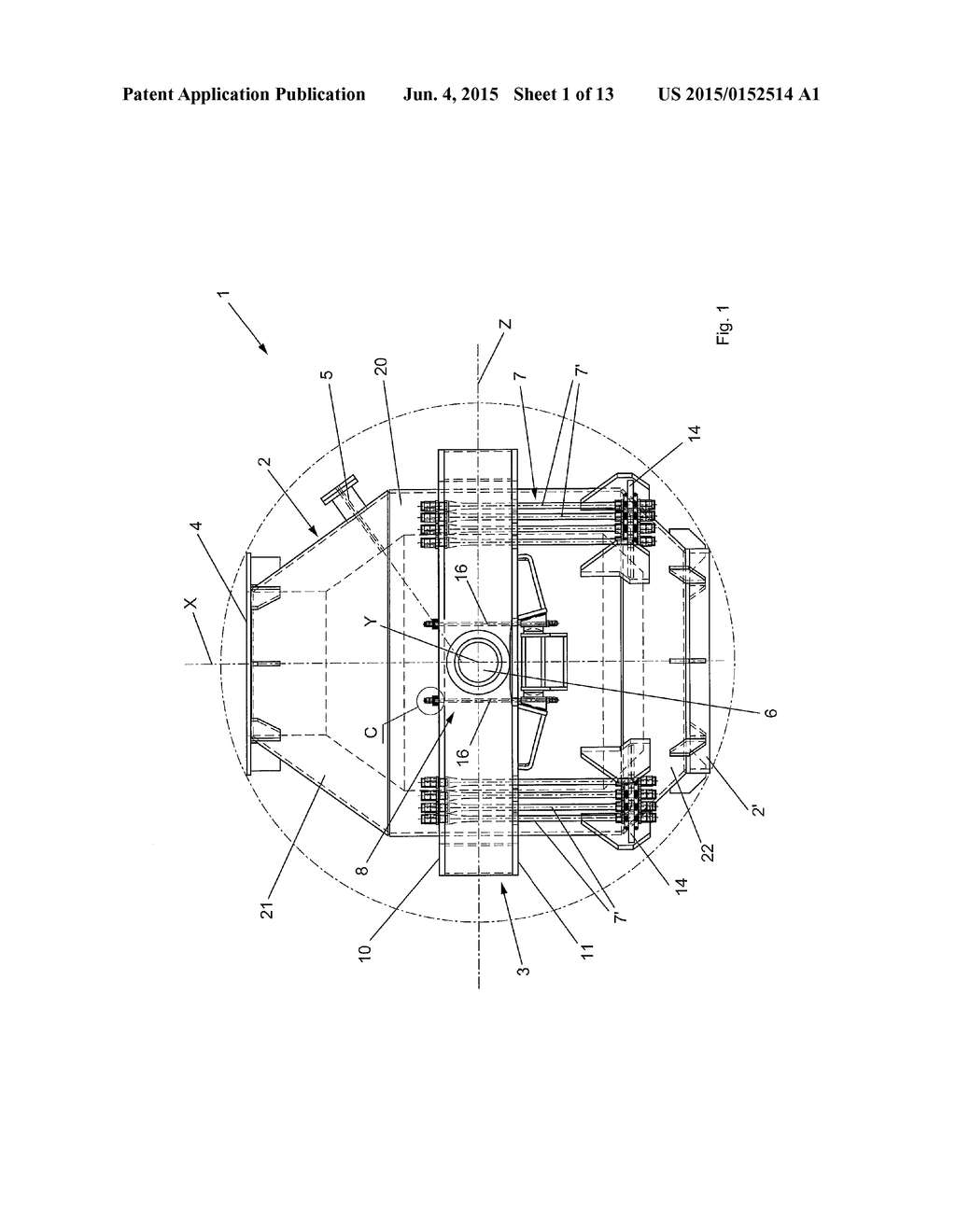 SUSPENSION DEVICE FOR TILTING OXYGEN CONVERTERS AND CONVERTER PROVIDED     WITH SAID SUSPENSION DEVICE - diagram, schematic, and image 02