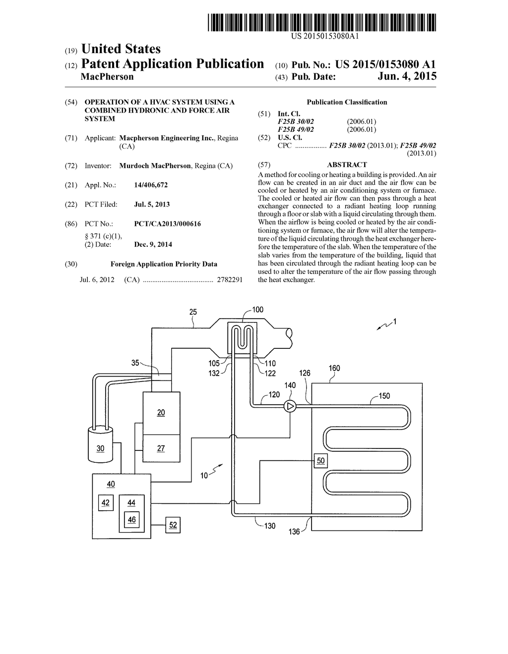 OPERATION OF A HVAC SYSTEM USING A COMBINED HYDRONIC AND FORCE AIR SYSTEM - diagram, schematic, and image 01