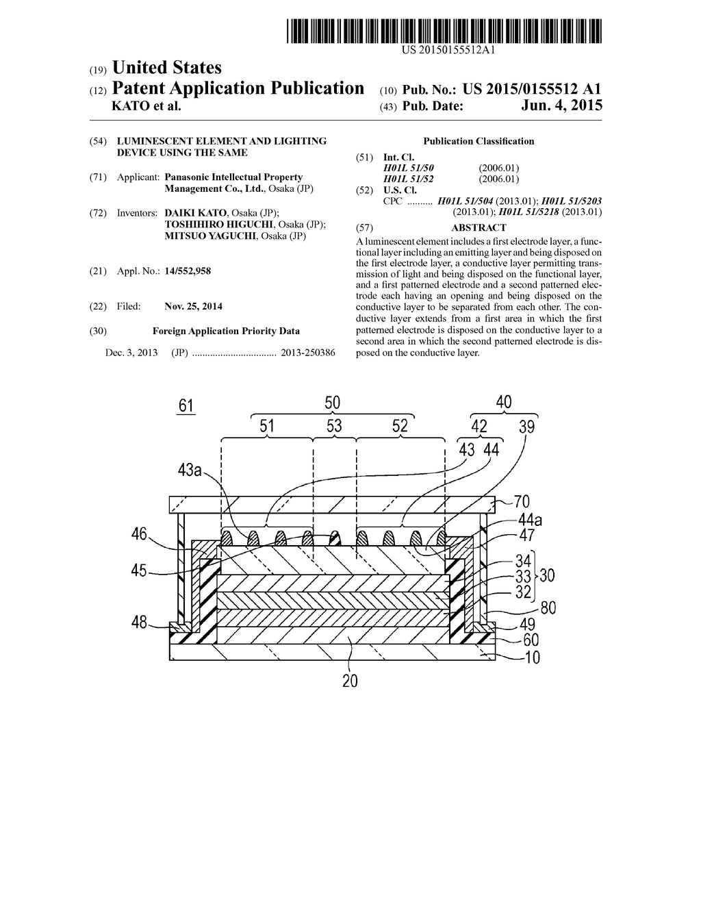 LUMINESCENT ELEMENT AND LIGHTING DEVICE USING THE SAME - diagram, schematic, and image 01