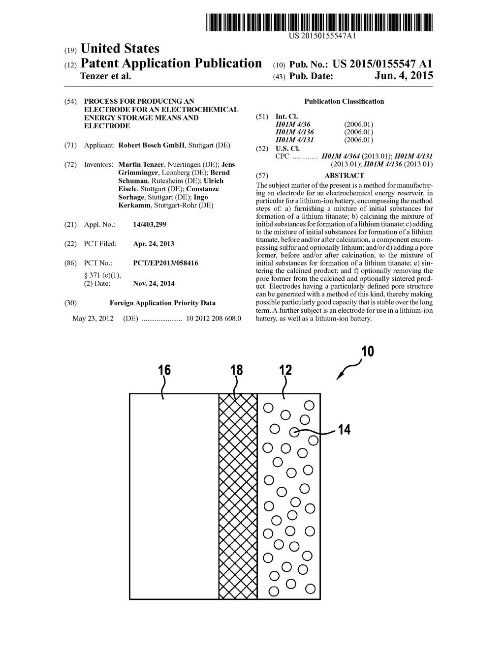 PROCESS FOR PRODUCING AN ELECTRODE FOR AN ELECTROCHEMICAL ENERGY STORAGE     MEANS AND ELECTRODE - diagram, schematic, and image 01