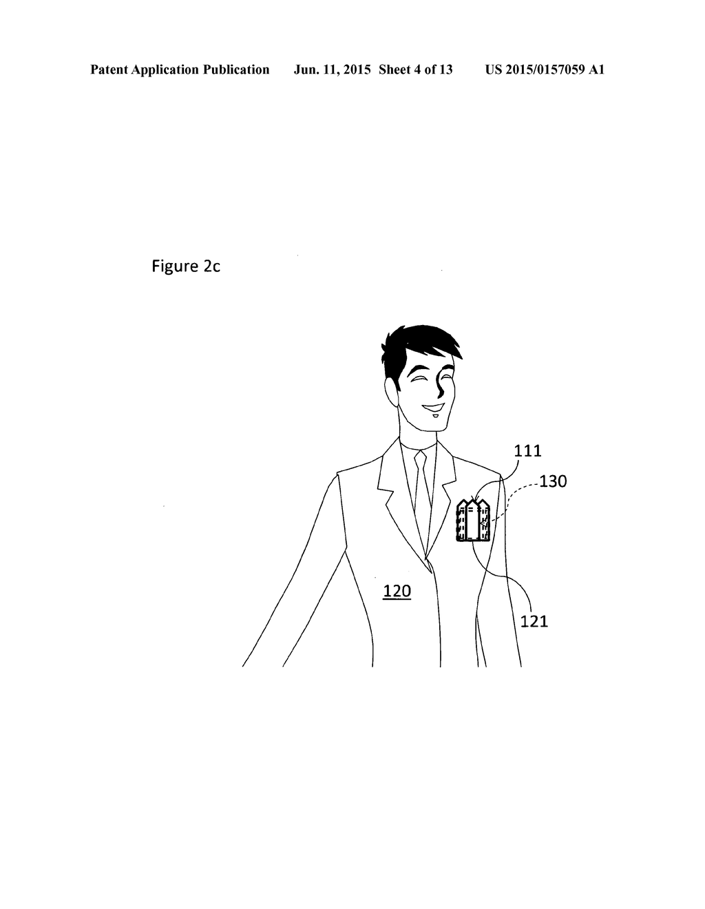 Pre-formed pocket square member with securing member - diagram, schematic, and image 05