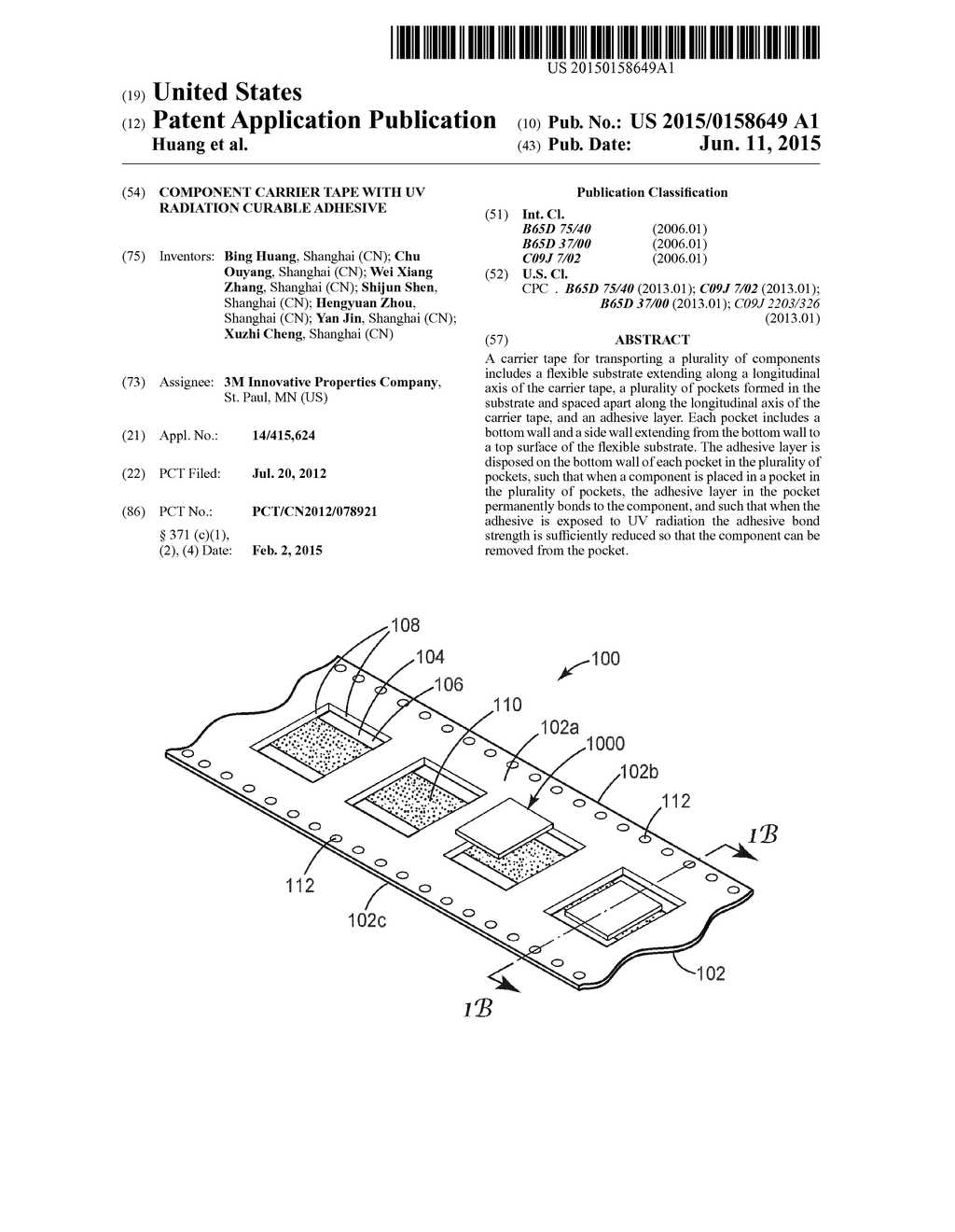 COMPONENT CARRIER TAPE WITH UV RADIATION CURABLE ADHESIVE - diagram, schematic, and image 01