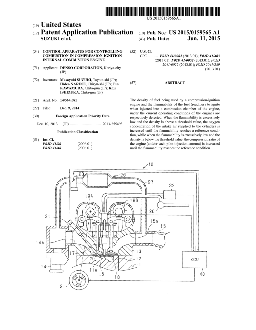 CONTROL APPARATUS FOR CONTROLLING COMBUSTION IN COMPRESSION-IGNITION     INTERNAL COMBUSTION ENGINE - diagram, schematic, and image 01