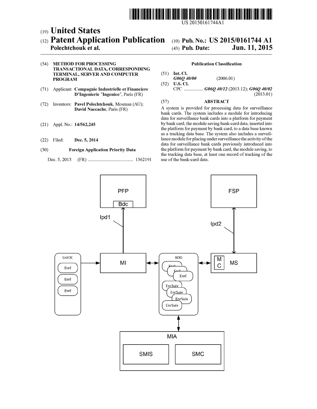 Method for Processing Transactional Data, Corresponding Terminal, Server     and Computer Program - diagram, schematic, and image 01