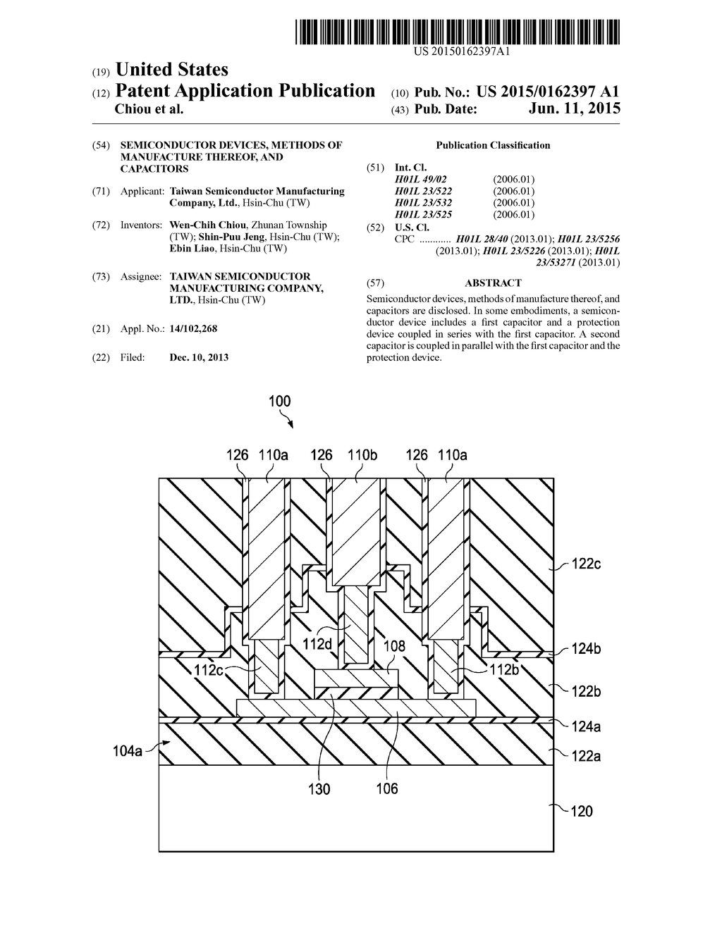 Semiconductor Devices, Methods of Manufacture Thereof, and Capacitors - diagram, schematic, and image 01