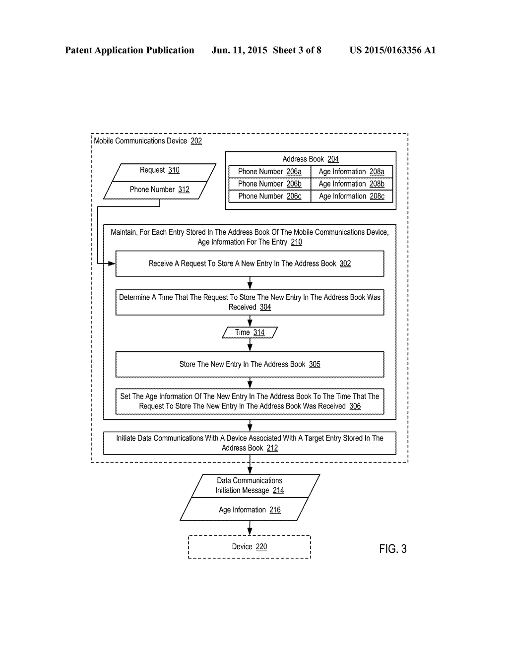 TIME STAMPING ENTRIES IN AN ADDRESS BOOK OF A MOBILE COMMUNICATIONS DEVICE - diagram, schematic, and image 04