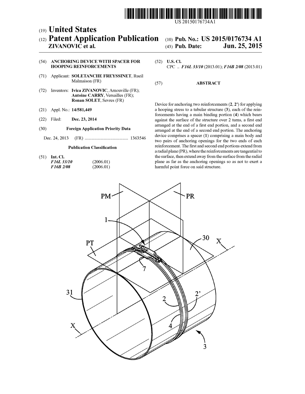 ANCHORING DEVICE WITH SPACER FOR HOOPING REINFORCEMENTS - diagram, schematic, and image 01