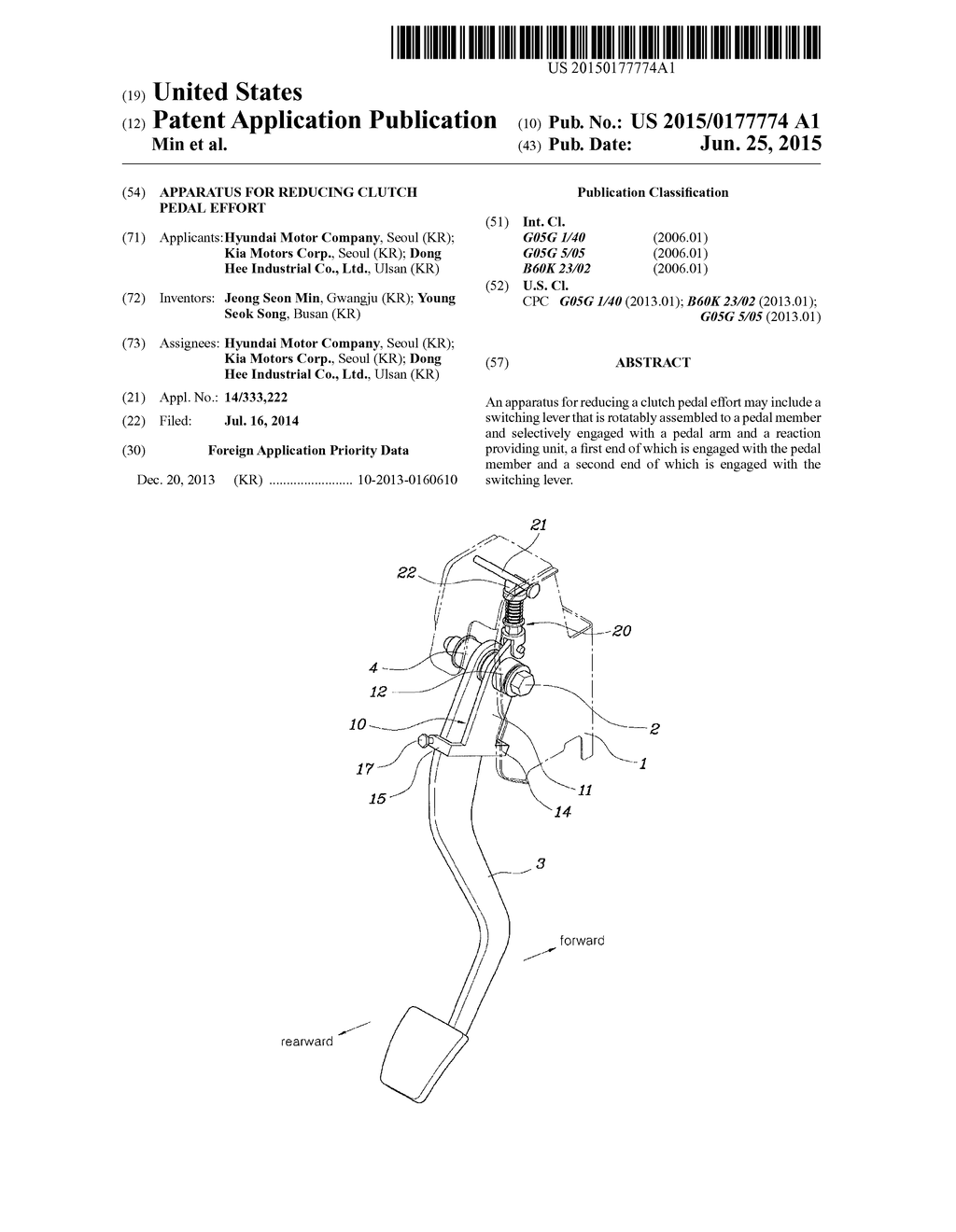 APPARATUS FOR REDUCING CLUTCH PEDAL EFFORT - diagram, schematic, and image 01