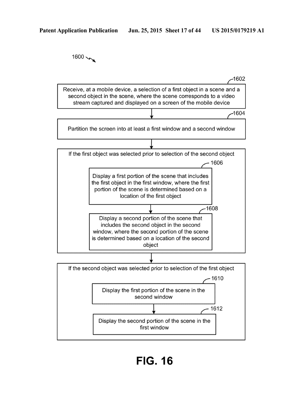 SELECTION AND TRACKING OF OBJECTS FOR DISPLAY PARTITIONING AND CLUSTERING     OF VIDEO FRAMES - diagram, schematic, and image 18