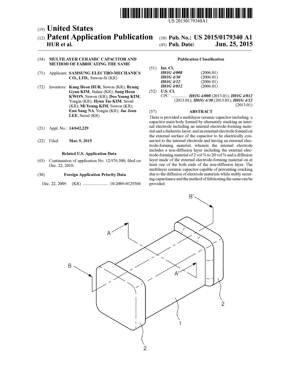 MULTILAYER CERAMIC CAPACITOR AND METHOD OF FABRICATING THE SAME - diagram, schematic, and image 01