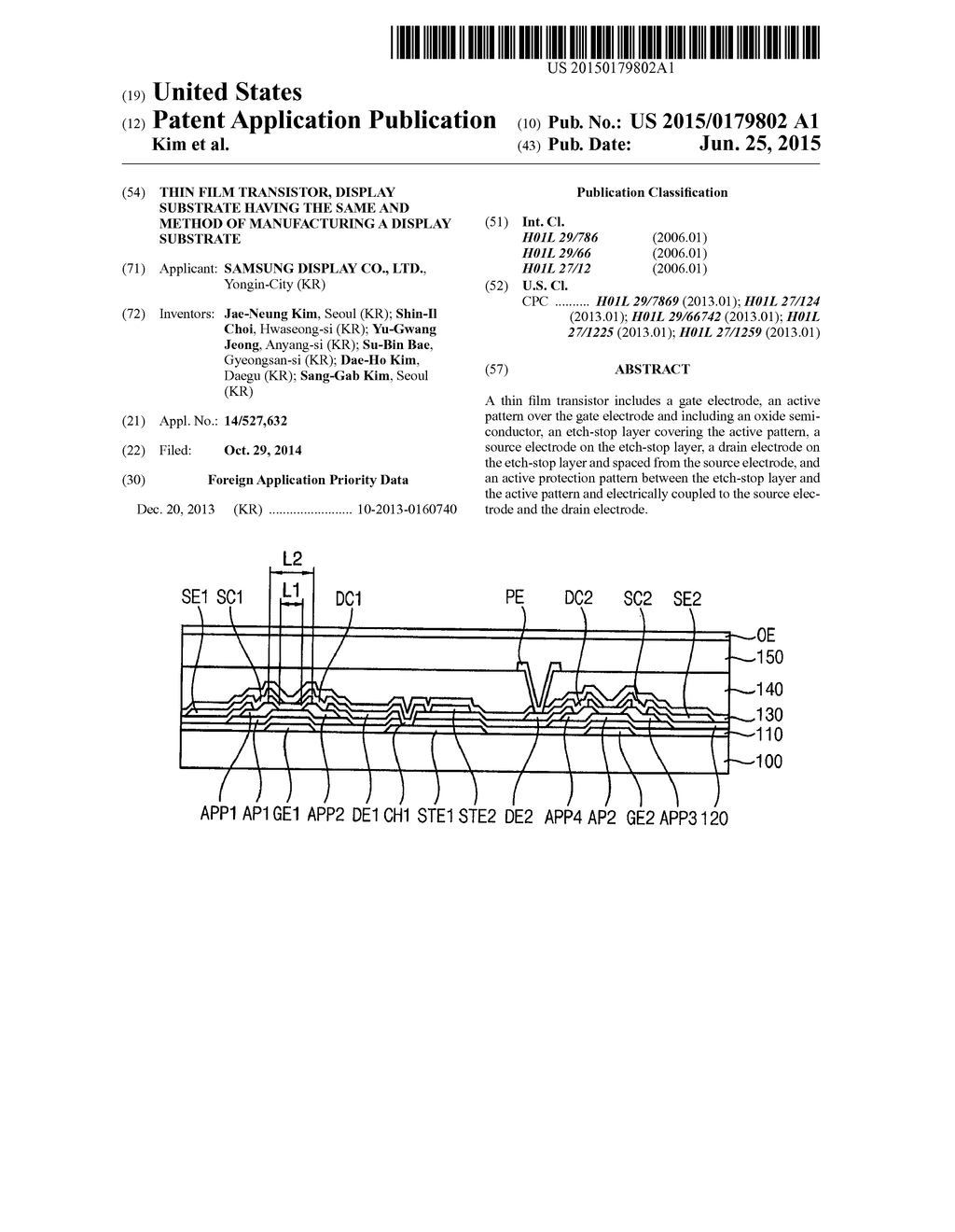 THIN FILM TRANSISTOR, DISPLAY SUBSTRATE HAVING THE SAME AND METHOD OF     MANUFACTURING A DISPLAY SUBSTRATE - diagram, schematic, and image 01