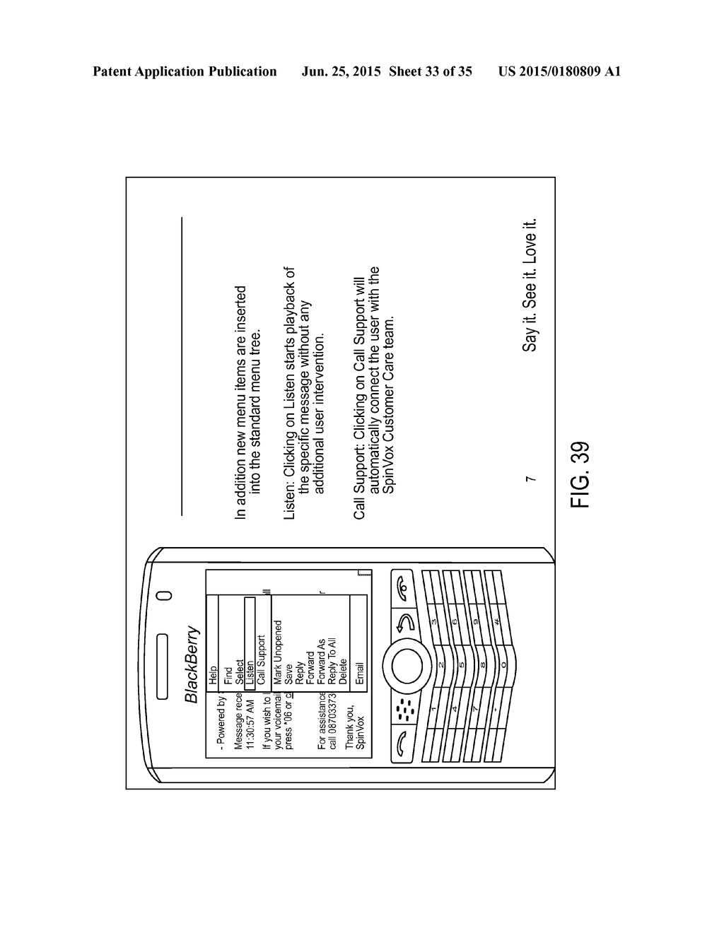 SELECTION OF A LINK IN A RECEIVED MESSAGE FOR SPEAKING REPLY, WHICH IS     CONVERTED INTO TEXT FORM FOR DELIVERY - diagram, schematic, and image 34