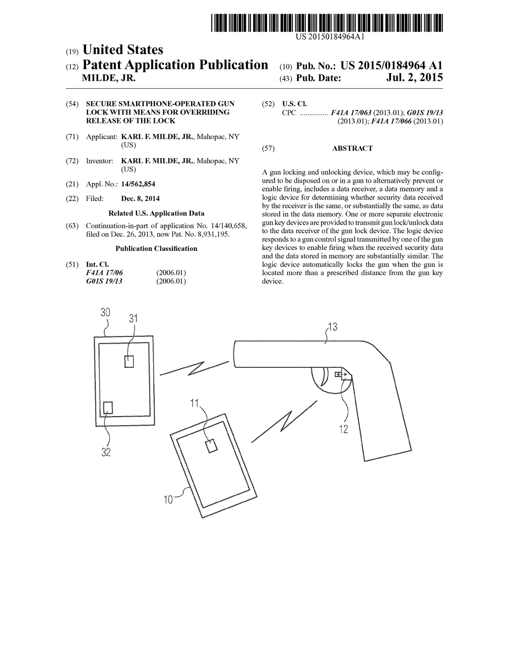 SECURE SMARTPHONE-OPERATED GUN LOCK WITH MEANS FOR OVERRIDING RELEASE OF     THE LOCK - diagram, schematic, and image 01