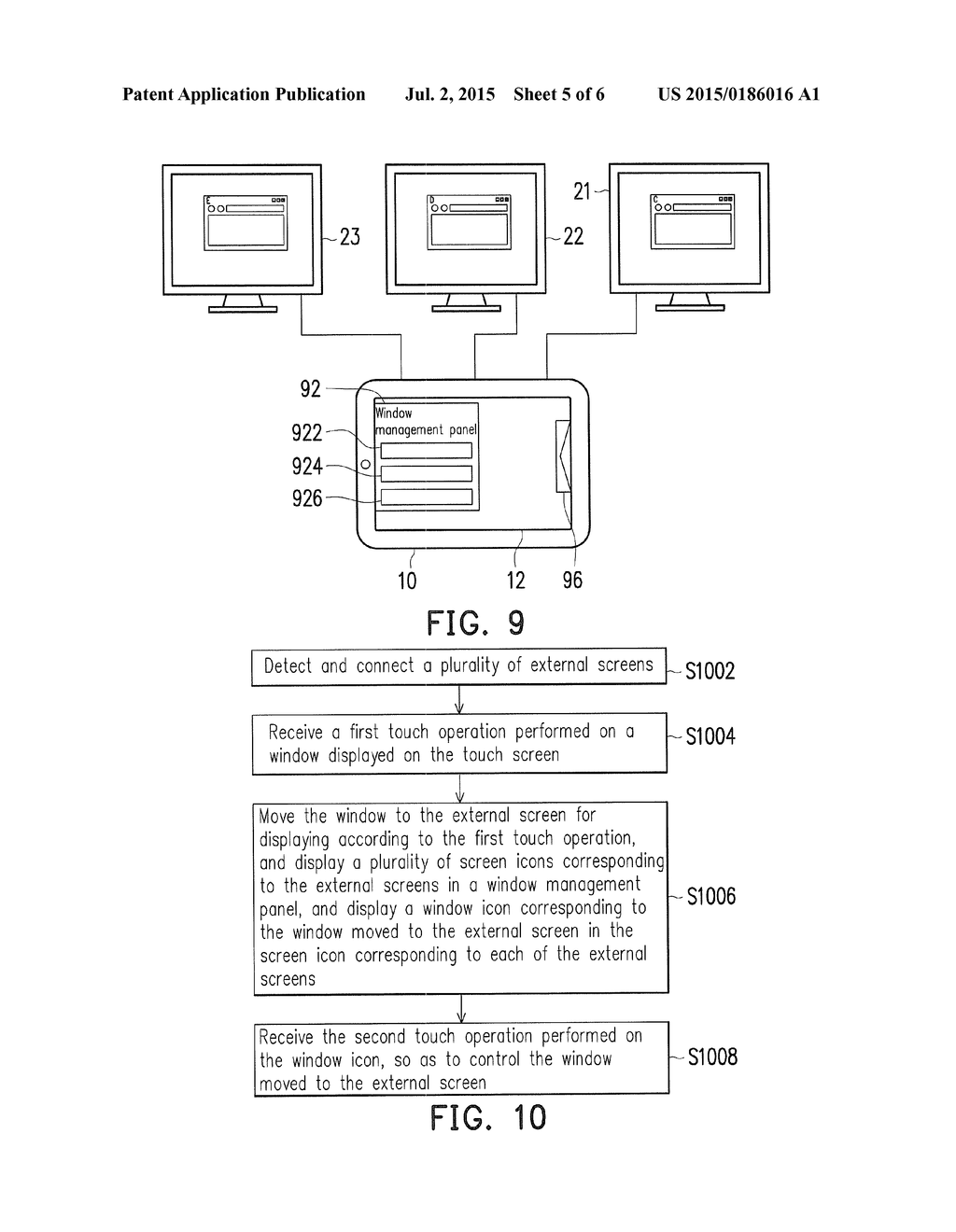 METHOD, APPARATUS AND COMPUTER READABLE MEDIUM FOR WINDOW MANAGEMENT OF     MULTIPLE SCREENS - diagram, schematic, and image 06