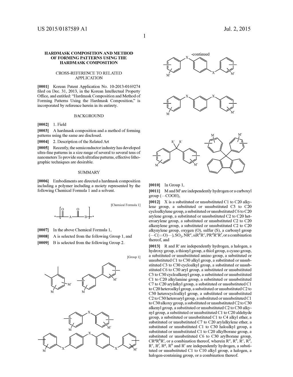 HARDMASK COMPOSITION AND METHOD OF FORMING PATTERNS USING THE HARDMASK     COMPOSITION - diagram, schematic, and image 03