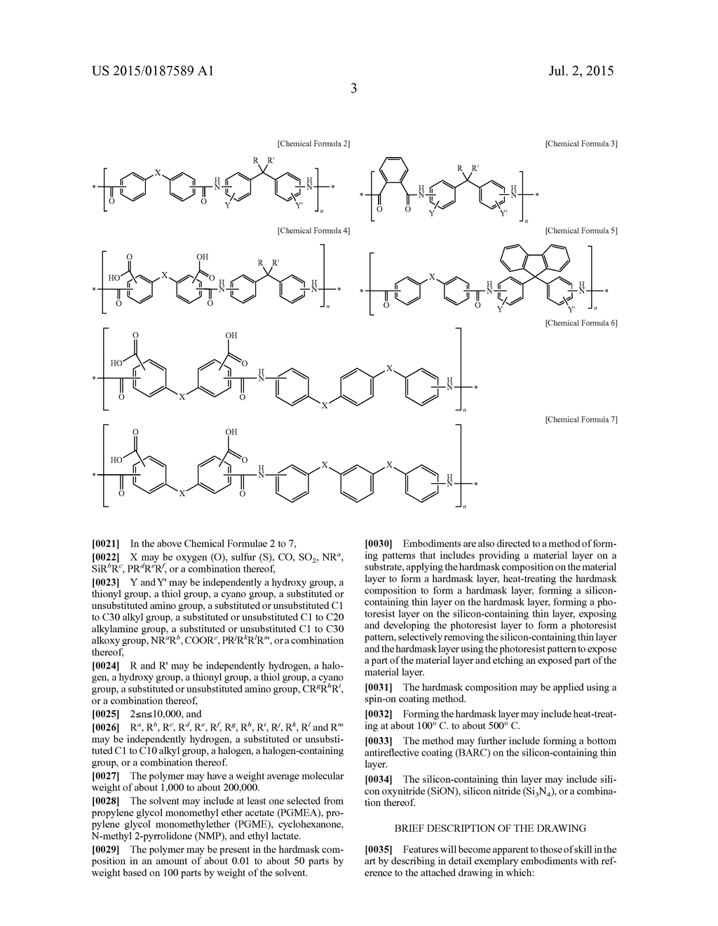 HARDMASK COMPOSITION AND METHOD OF FORMING PATTERNS USING THE HARDMASK     COMPOSITION - diagram, schematic, and image 05