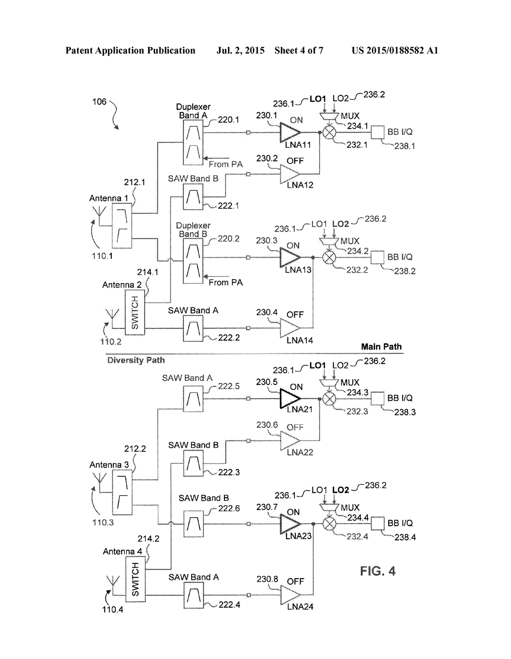 CONFIGURABLE RECEIVER ARCHITECTURE FOR CARRIER AGGREGATION WITH     MULTIPLE-INPUT MULTIPLE-OUTPUT - diagram, schematic, and image 05