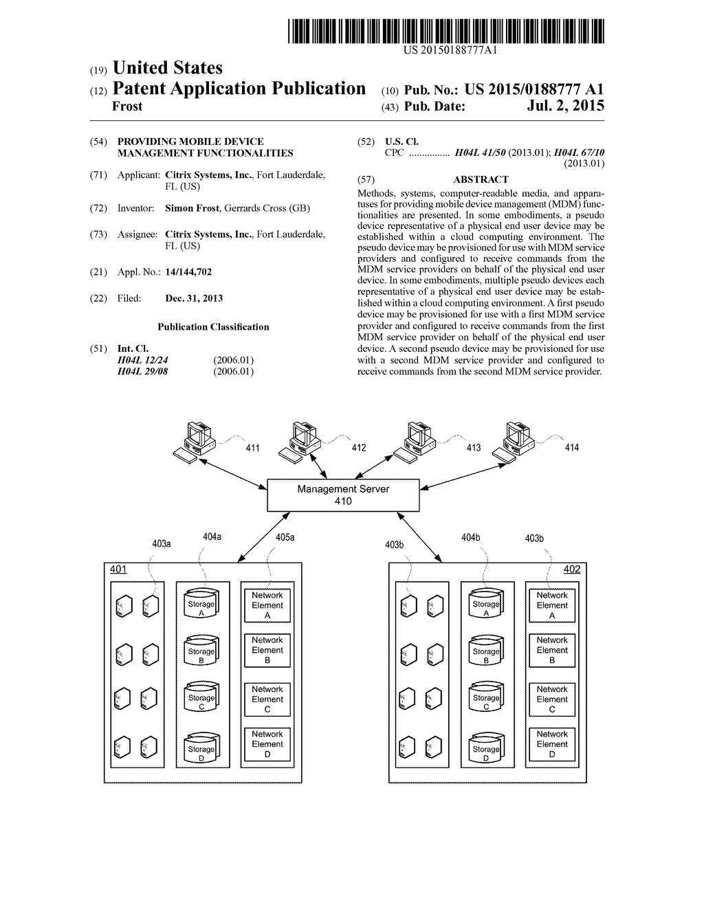 PROVIDING MOBILE DEVICE MANAGEMENT FUNCTIONALITIES - diagram, schematic, and image 01