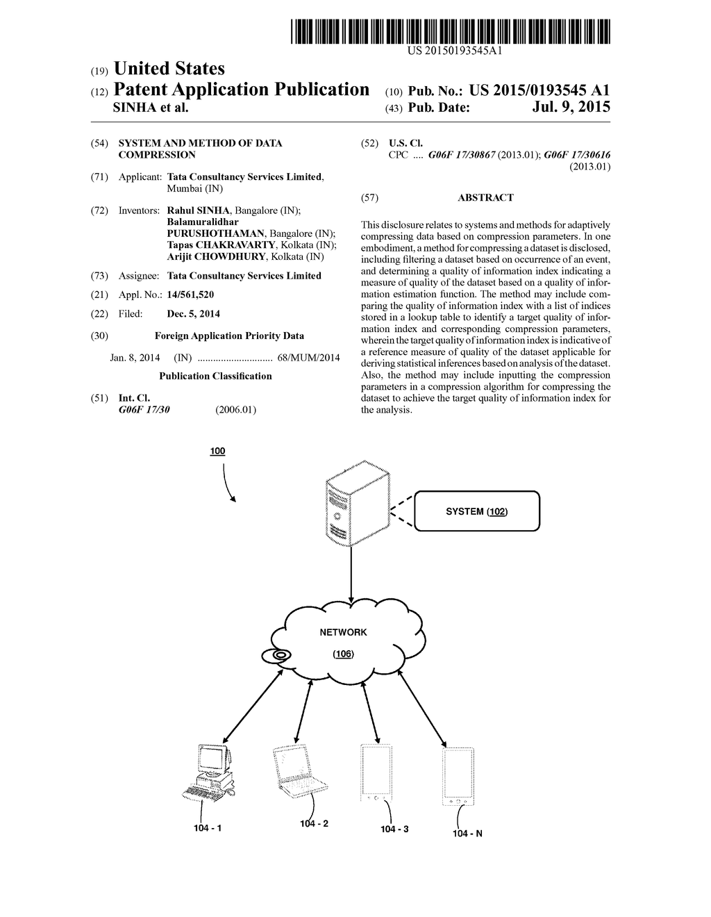 SYSTEM AND METHOD OF DATA COMPRESSION - diagram, schematic, and image 01