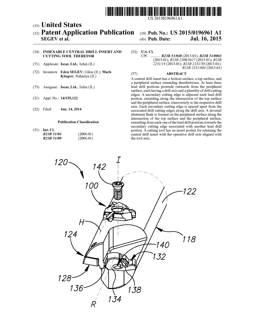 INDEXABLE CENTRAL DRILL INSERT AND CUTTING TOOL THEREFOR - diagram, schematic, and image 01