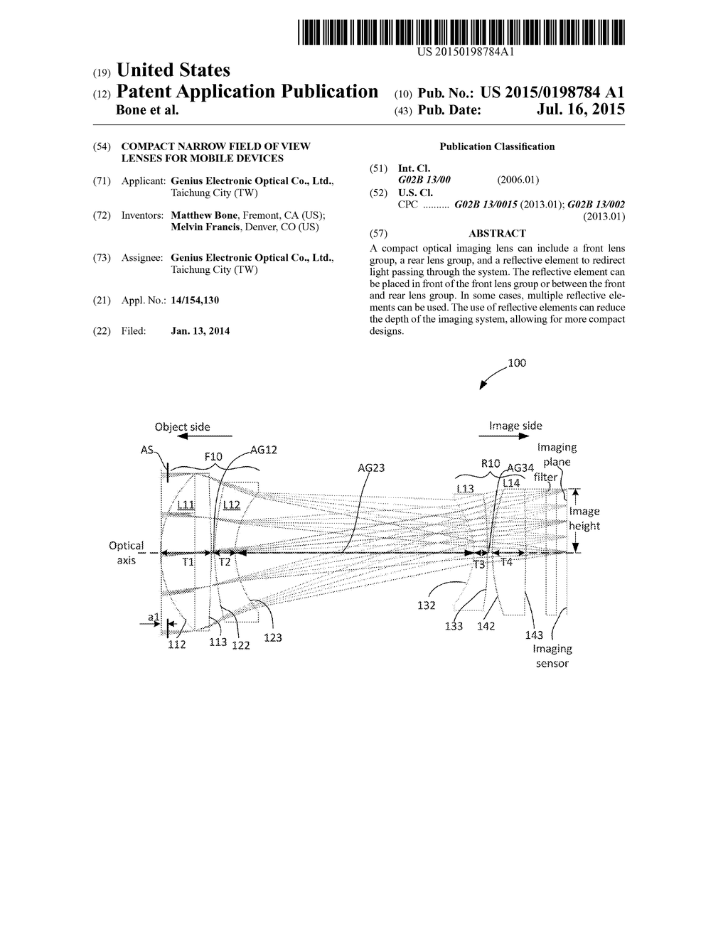 COMPACT NARROW FIELD OF VIEW LENSES FOR MOBILE DEVICES - diagram, schematic, and image 01