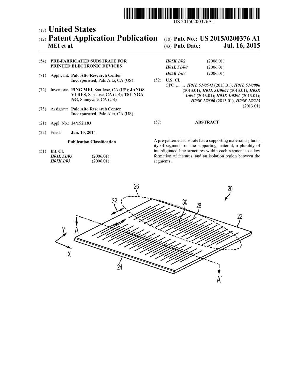 PRE-FABRICATED SUBSTRATE FOR PRINTED ELECTRONIC DEVICES - diagram, schematic, and image 01