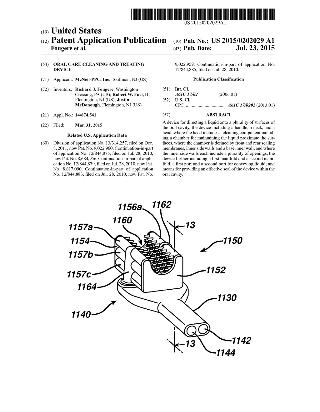 ORAL CARE CLEANING AND TREATING DEVICE - diagram, schematic, and image 01