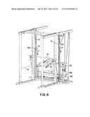 EXERCISE MACHINE FOR PROVIDING WEIGHT LIFTING EXERCISES SIMILAR TO THOSE     PROVIDED BY A FREE WEIGHT BARBELL diagram and image