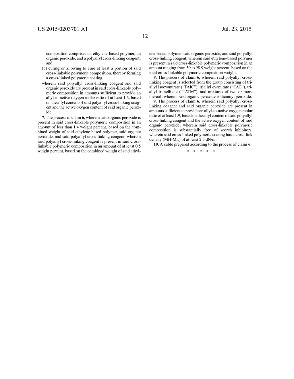 CROSS-LINKABLE POLYMERIC COMPOSITIONS, METHODS FOR MAKING THE SAME, AND     ARTICLES MADE THEREFROM - diagram, schematic, and image 14