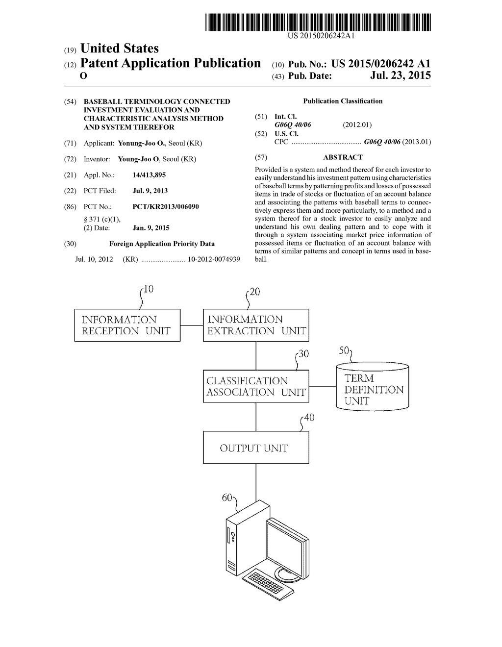 BASEBALL TERMINOLOGY CONNECTED INVESTMENT EVALUATION AND CHARACTERISTIC     ANALYSIS METHOD AND SYSTEM THEREFOR - diagram, schematic, and image 01