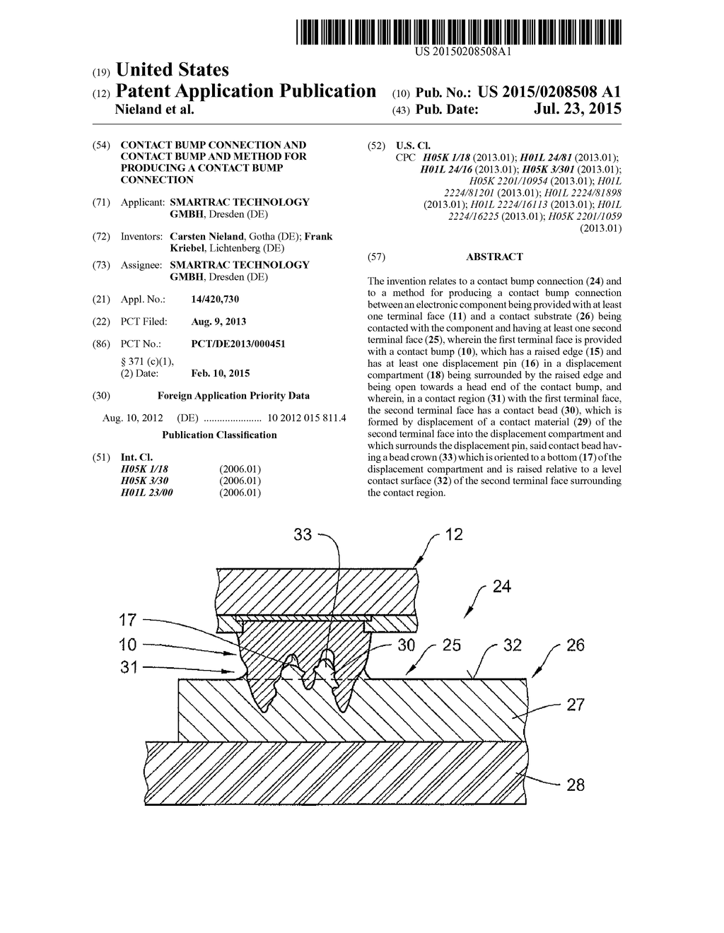 Contact Bump Connection and Contact Bump and Method for Producing a     Contact Bump Connection - diagram, schematic, and image 01