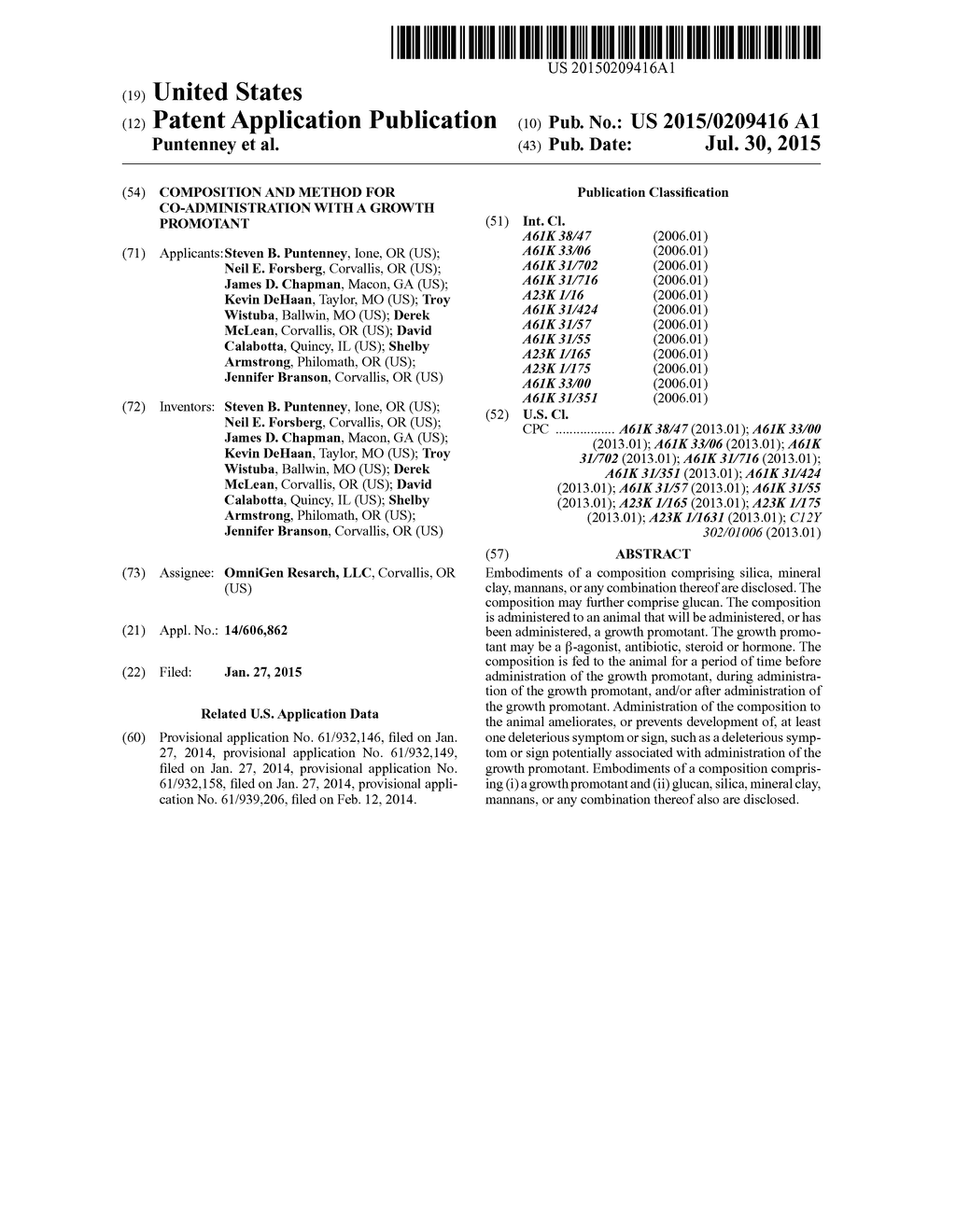 COMPOSITION AND METHOD FOR CO-ADMINISTRATION WITH A GROWTH PROMOTANT - diagram, schematic, and image 01