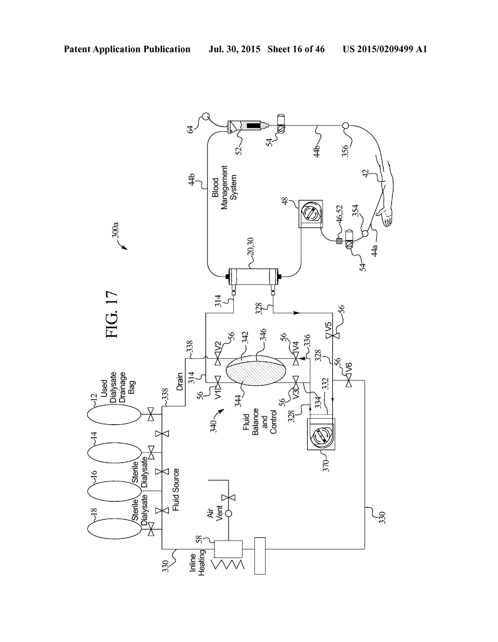 DIALYSIS SYSTEM WITH CASSETTE BASED BALANCE CHAMBERS AND VOLUMETRIC PUMPS - diagram, schematic, and image 17