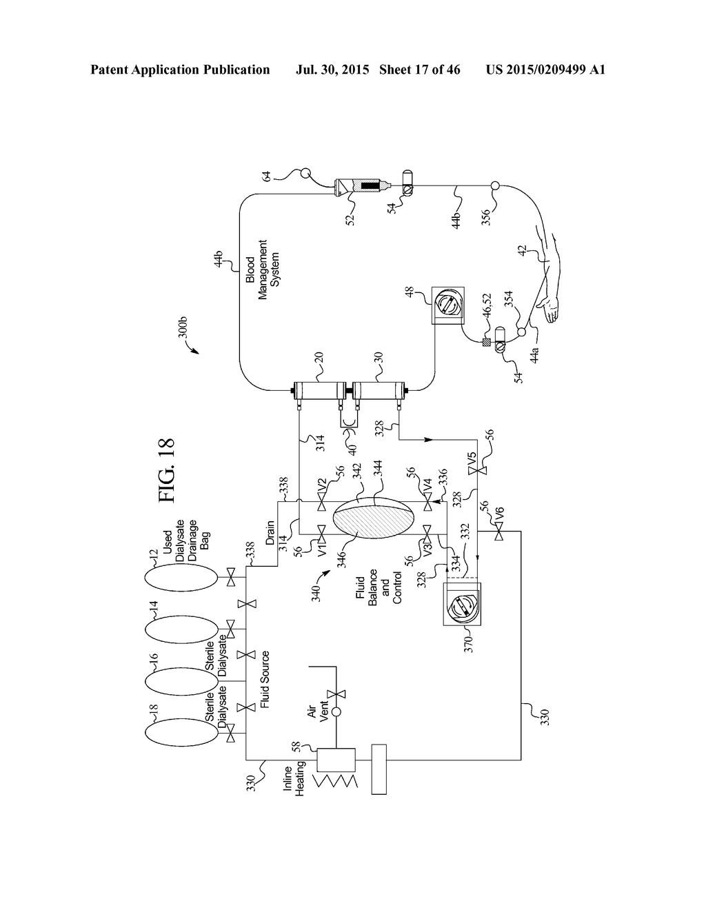 DIALYSIS SYSTEM WITH CASSETTE BASED BALANCE CHAMBERS AND VOLUMETRIC PUMPS - diagram, schematic, and image 18