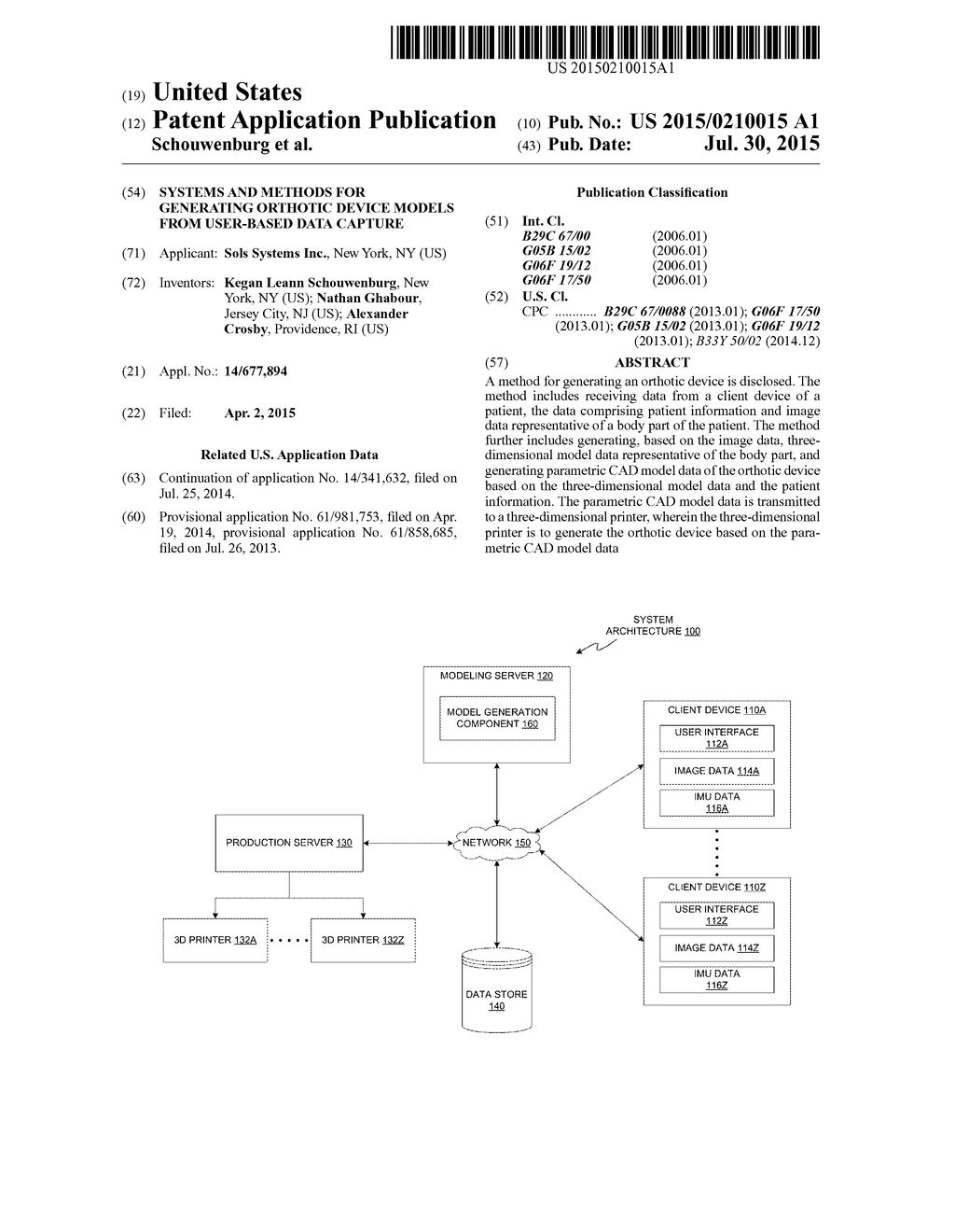 SYSTEMS AND METHODS FOR GENERATING ORTHOTIC DEVICE MODELS FROM USER-BASED     DATA CAPTURE - diagram, schematic, and image 01