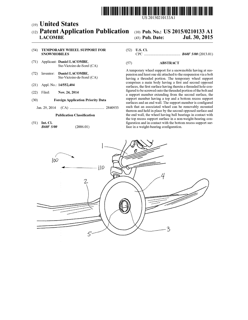 TEMPORARY WHEEL SUPPORT FOR SNOWMOBILES - diagram, schematic, and image 01