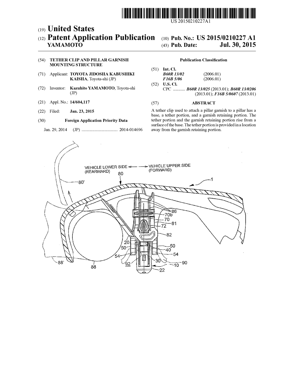 TETHER CLIP AND PILLAR GARNISH MOUNTING STRUCTURE - diagram, schematic, and image 01