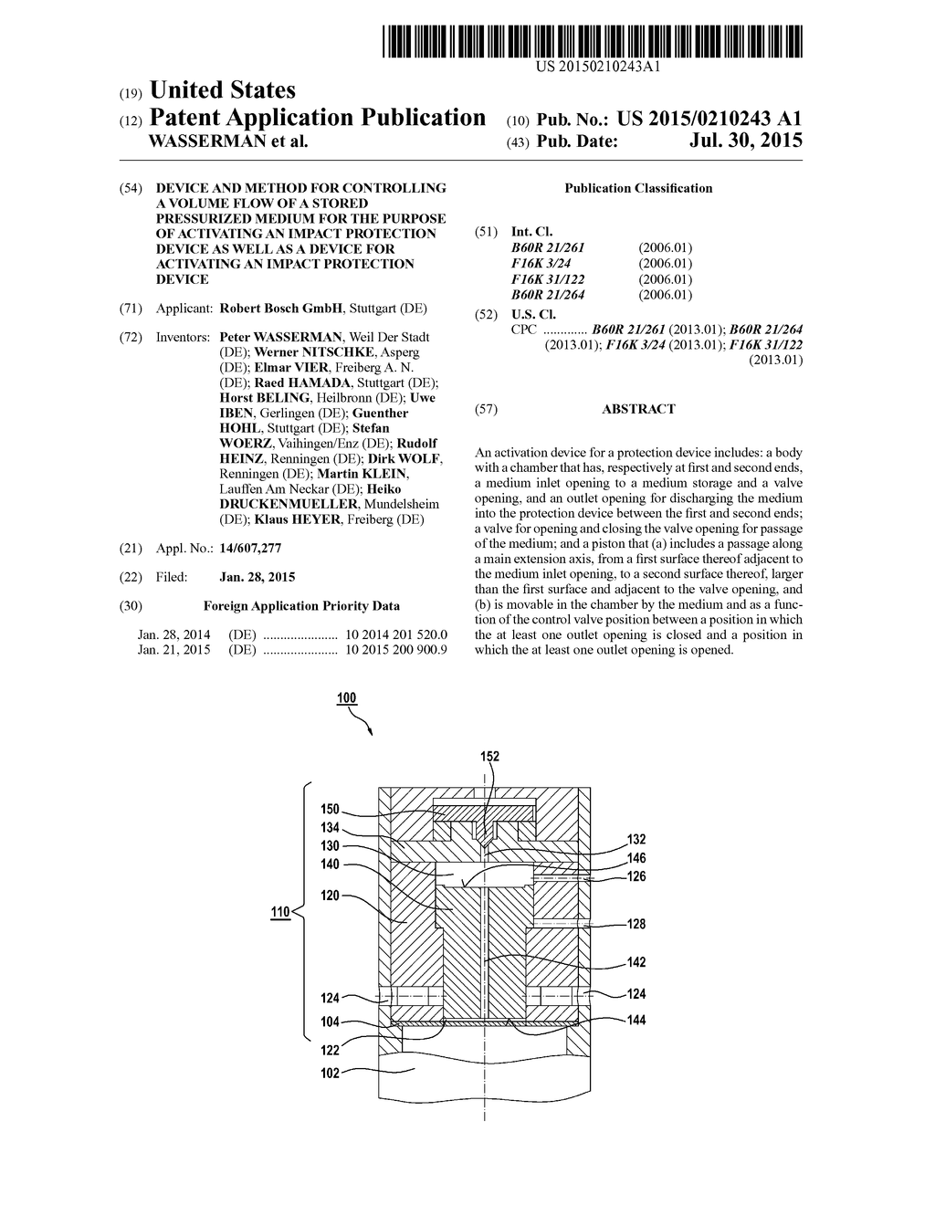 DEVICE AND METHOD FOR CONTROLLING A VOLUME FLOW OF A STORED PRESSURIZED     MEDIUM FOR THE PURPOSE OF ACTIVATING AN IMPACT PROTECTION DEVICE AS WELL     AS A DEVICE FOR ACTIVATING AN IMPACT PROTECTION DEVICE - diagram, schematic, and image 01