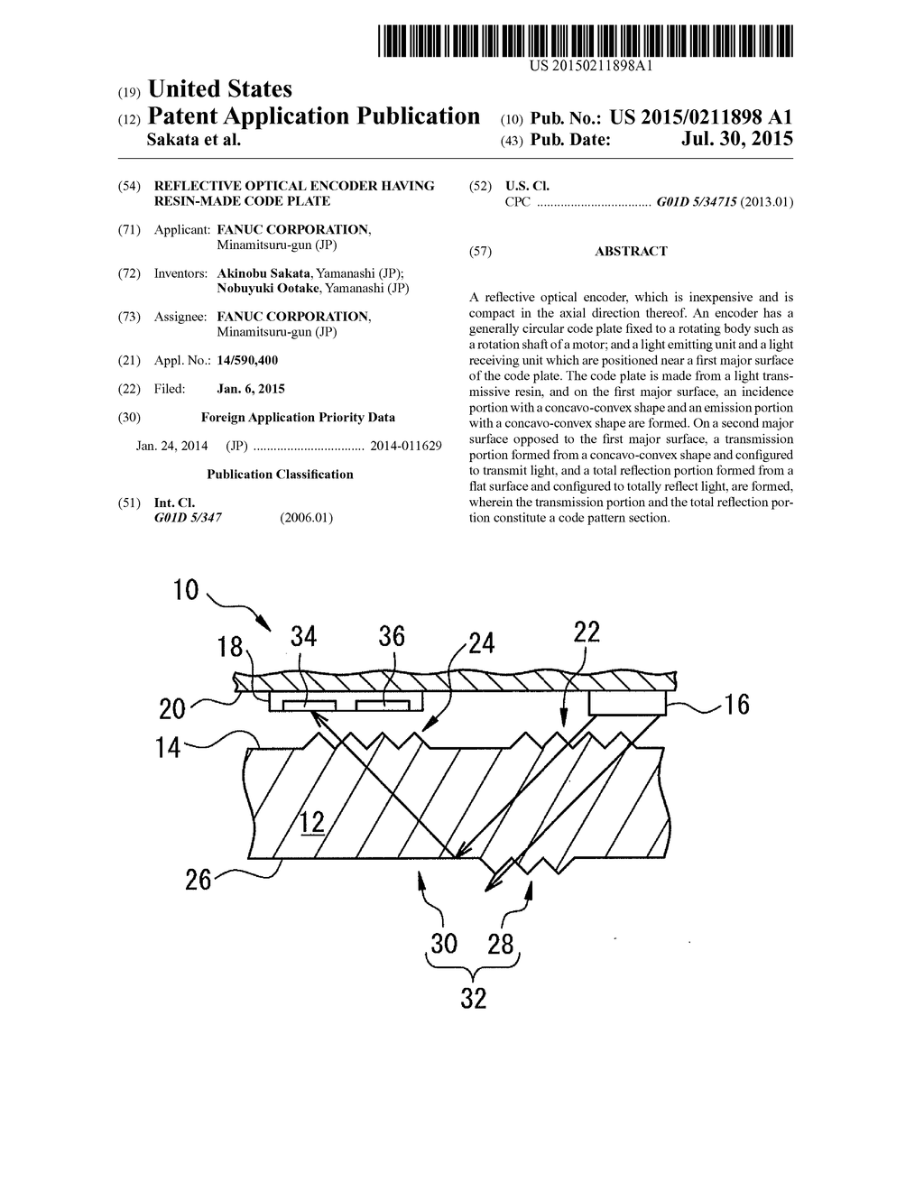 REFLECTIVE OPTICAL ENCODER HAVING RESIN-MADE CODE PLATE - diagram, schematic, and image 01