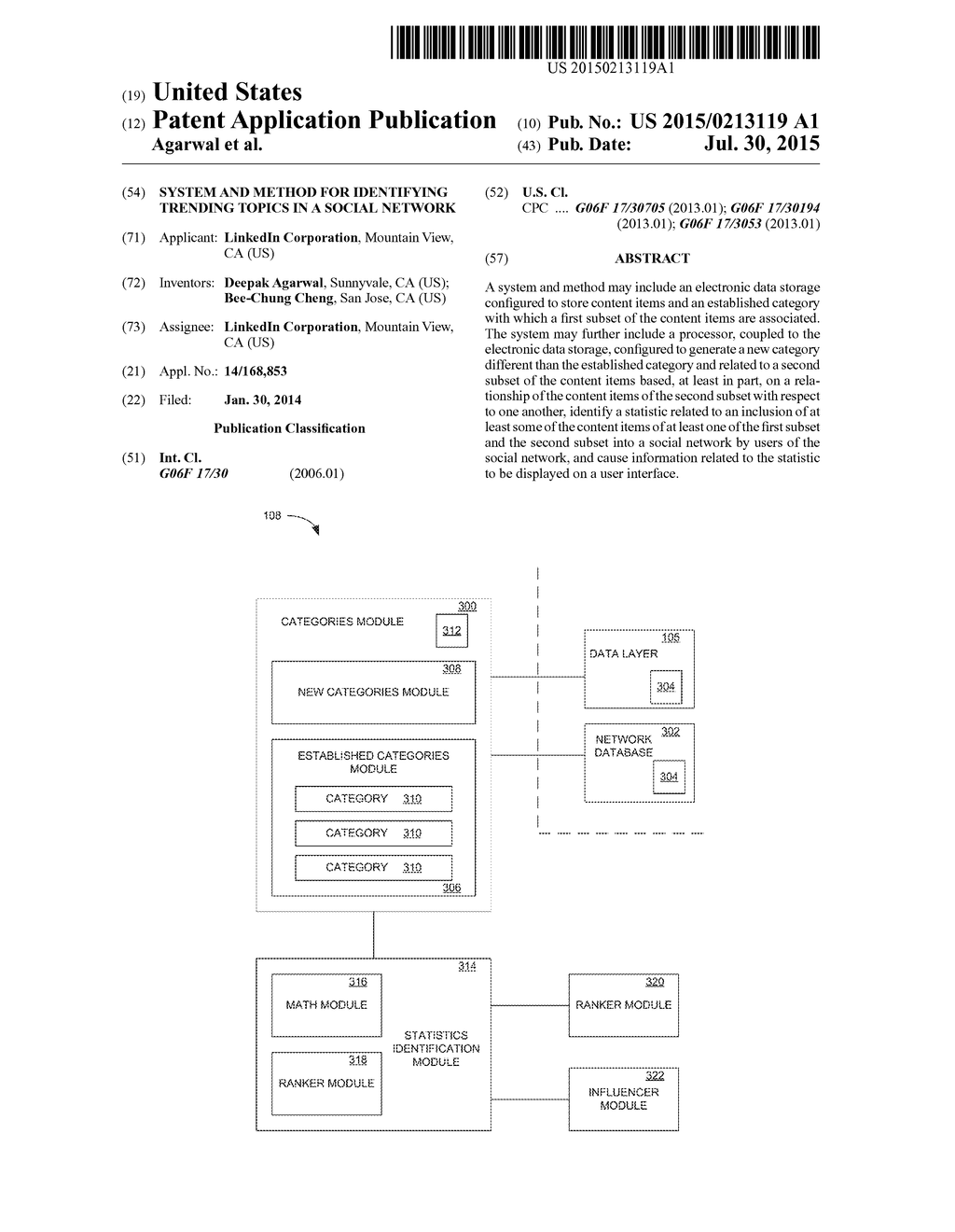 SYSTEM AND METHOD FOR IDENTIFYING TRENDING TOPICS IN A SOCIAL NETWORK - diagram, schematic, and image 01