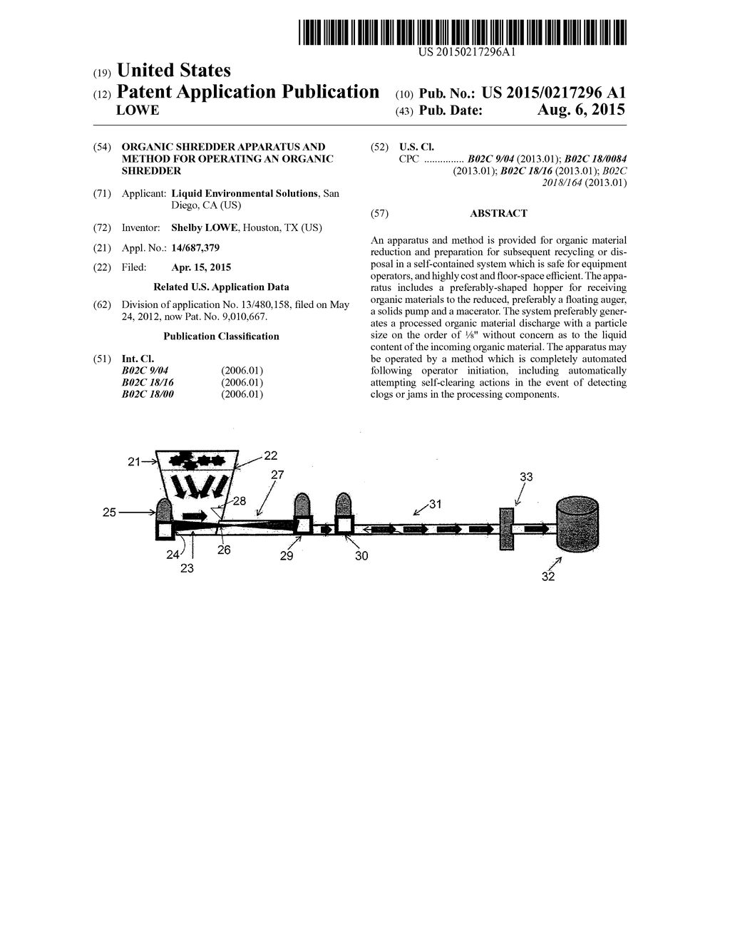 Organic Shredder Apparatus and Method for Operating an Organic Shredder - diagram, schematic, and image 01