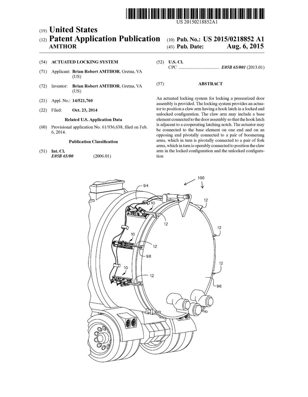 ACTUATED LOCKING SYSTEM - diagram, schematic, and image 01