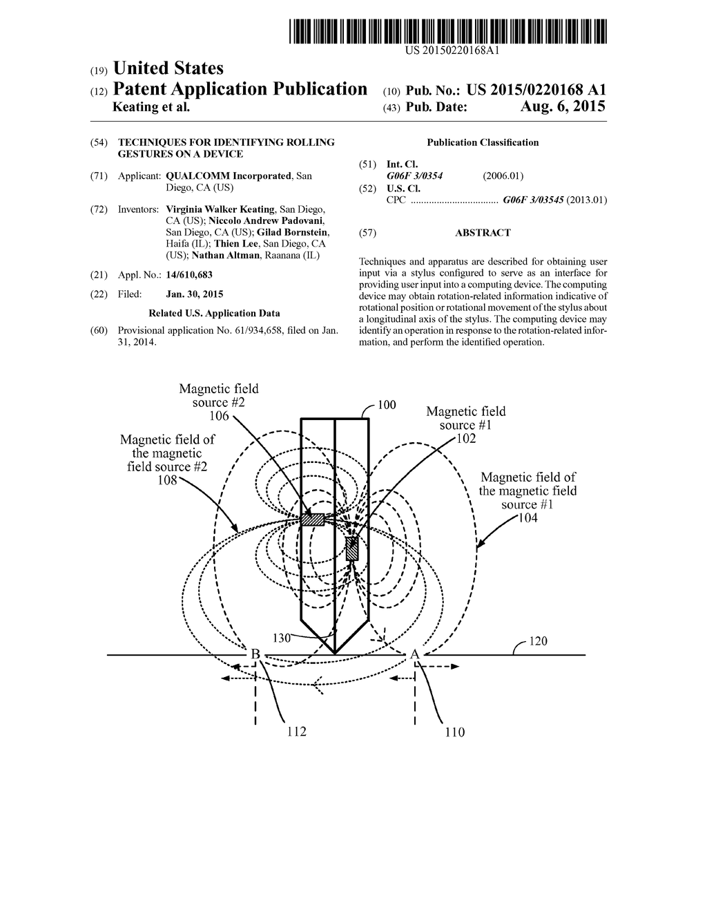 TECHNIQUES FOR IDENTIFYING ROLLING GESTURES ON A DEVICE - diagram, schematic, and image 01