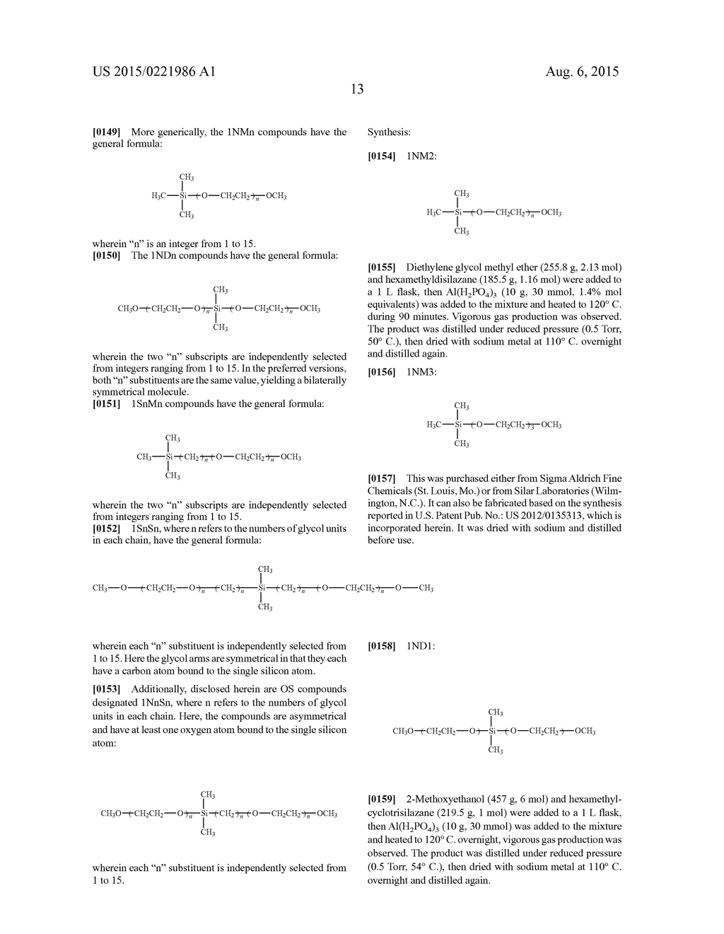 SYMMETRICAL AND UNSYMMETRICAL ORGANOSILICON MOLECULES AND ELECTROLYTE     COMPOSITIONS AND ELECTROCHEMICAL DEVICES CONTAINING THEM - diagram, schematic, and image 35