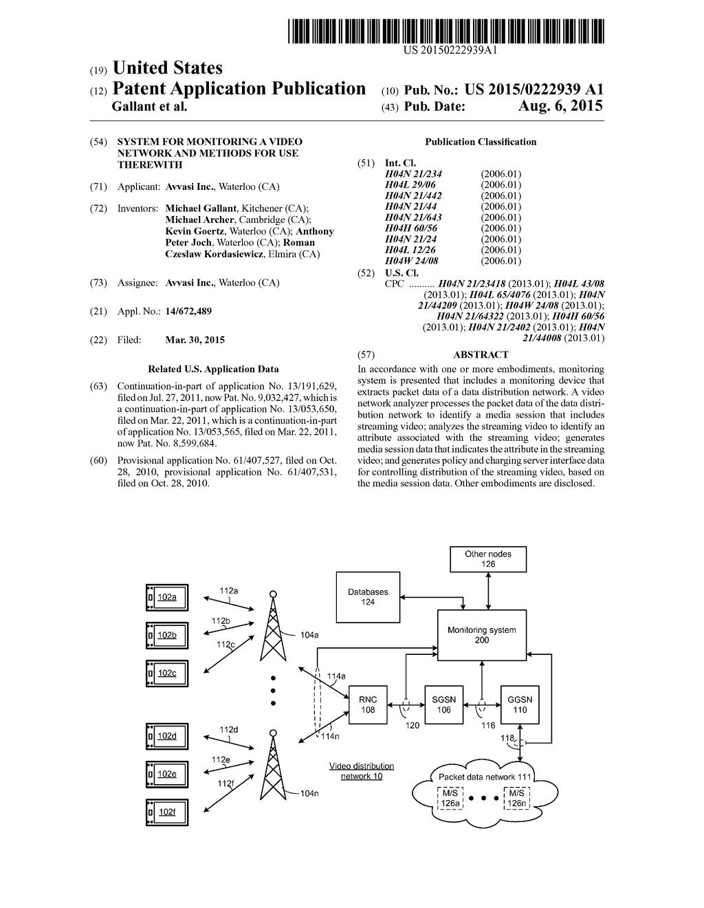 SYSTEM FOR MONITORING A VIDEO NETWORK AND METHODS FOR USE THEREWITH - diagram, schematic, and image 01