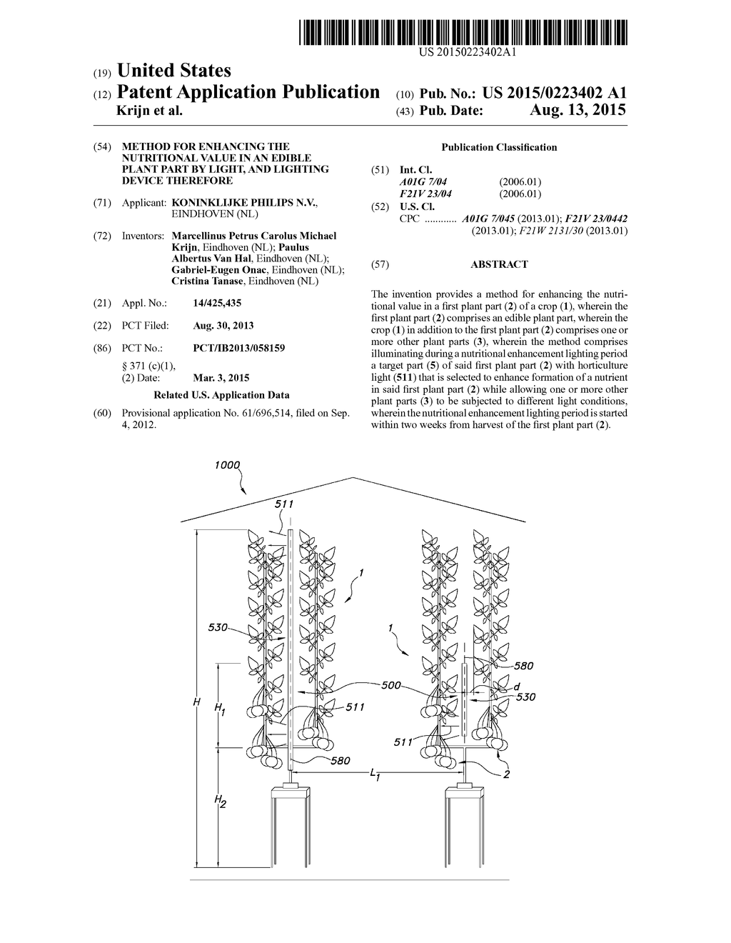 METHOD FOR ENHANCING THE NUTRITIONAL VALUE IN AN EDIBLE PLANT PART BY     LIGHT, AND LIGHTING DEVICE THEREFORE - diagram, schematic, and image 01