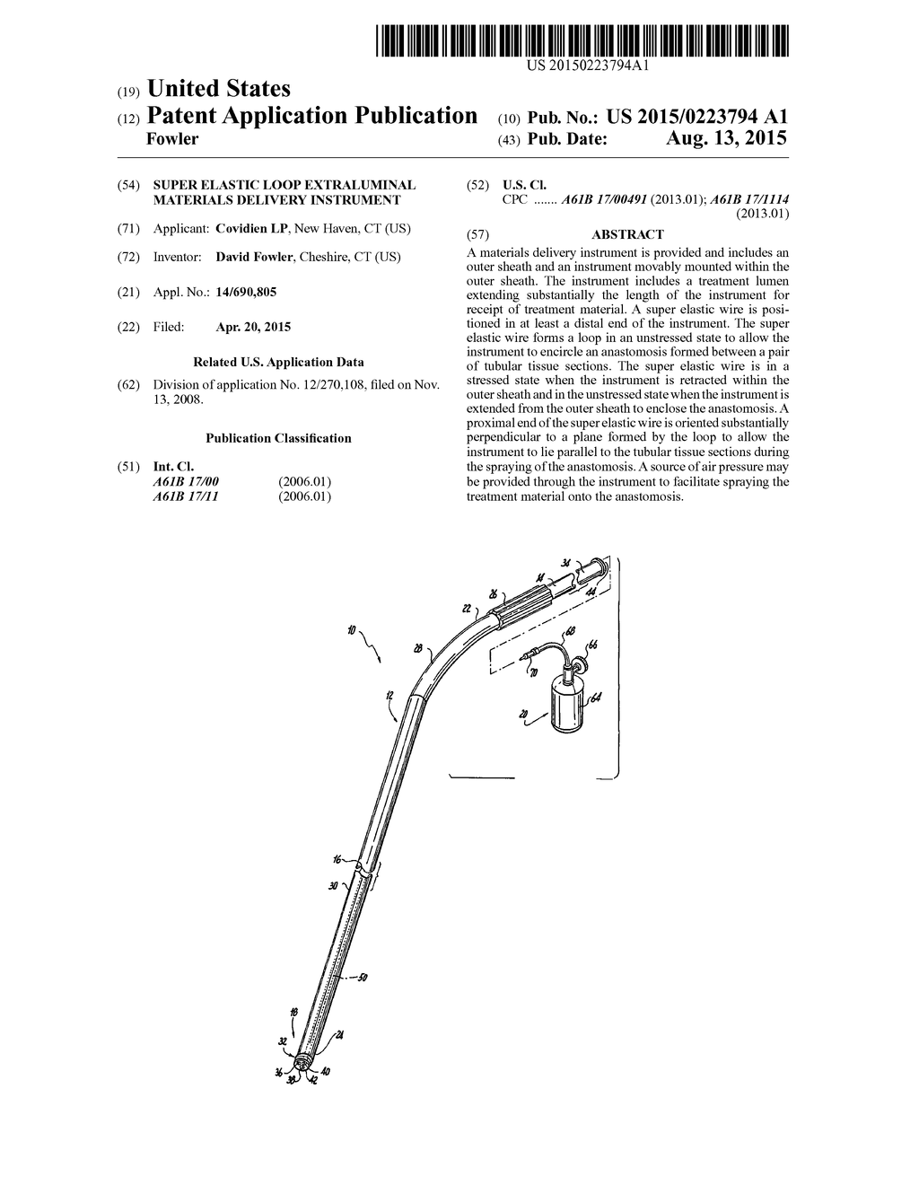 SUPER ELASTIC LOOP EXTRALUMINAL MATERIALS DELIVERY INSTRUMENT - diagram, schematic, and image 01