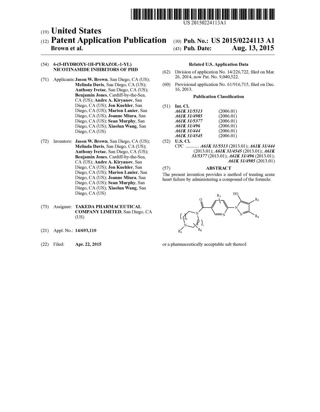 6-(5-HYDROXY-1H-PYRAZOL-1-YL)NICOTINAMIDE INHIBITORS OF PHD - diagram, schematic, and image 01