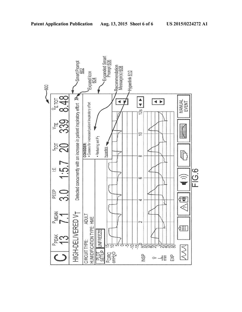 VENTILATOR-INITIATED PROMPT REGARDING HIGH-DELIVERED TIDAL VOLUME - diagram, schematic, and image 07